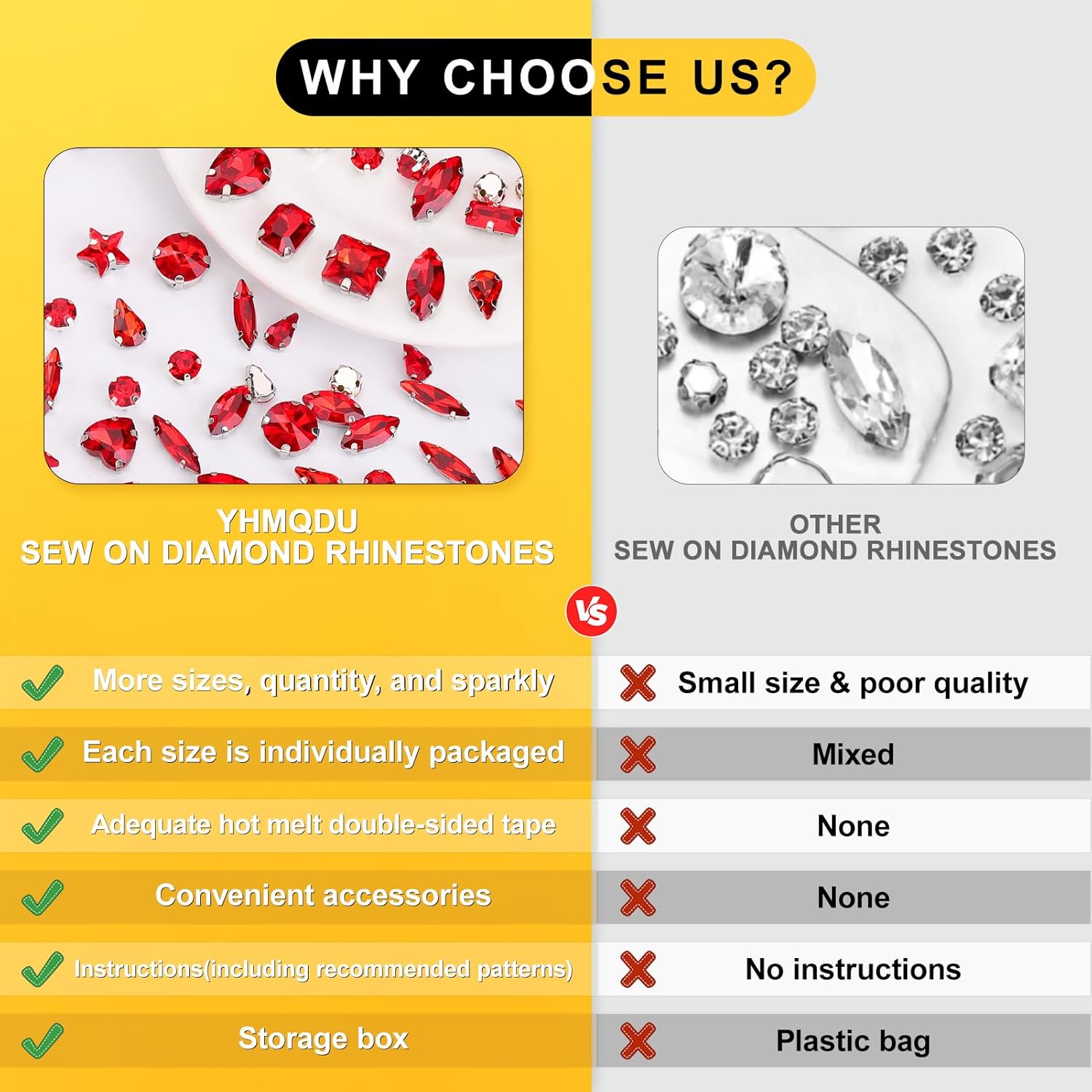 Sew on Rhinestones 205 PCS Glass Mixed Shapes Sew on Crystal Gems Flatback with Silver Claw for Jewelry Crafts Clothes Shoes Costume (Red Rhinestones) - Image 8