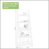 Vista 2 de KEVINSPACE Estantería de escalera de 4 niveles, estantería de escalera montada en la pared con 2 cajones, estantería moderna con marco de metal