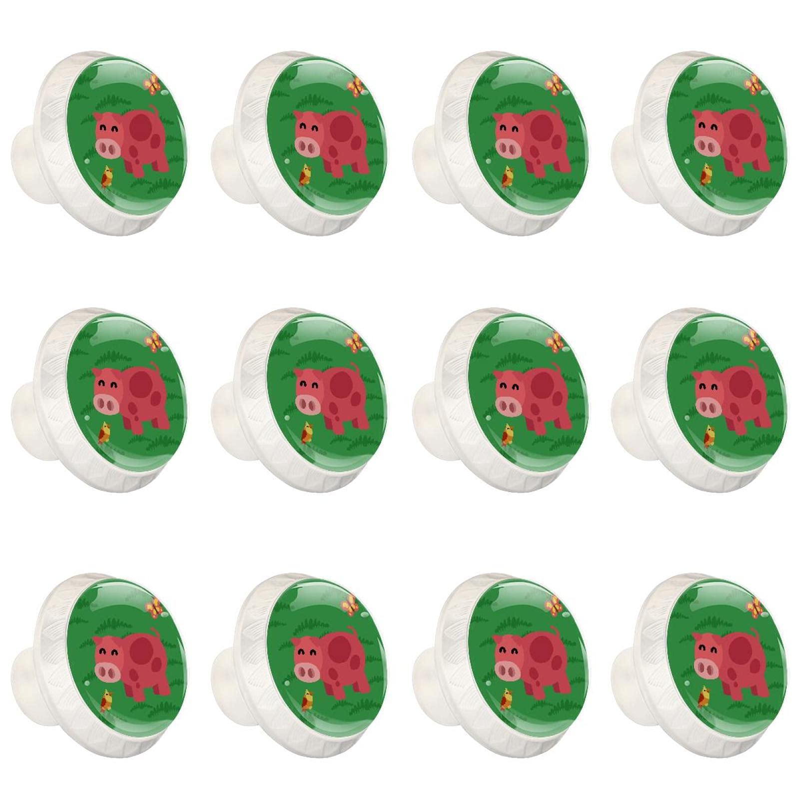 Boutons d'armoires de cuisine robustes lot de 12 poignées tiroir cochon vert