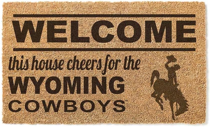 KH Sports Fan Wyoming Cowboys Welcome Coir Doormat, 18x30 Inches, Cowboys Outdoor Rug; Display Your Team Spirit with This Unique Wyoming Cowboys Doormat