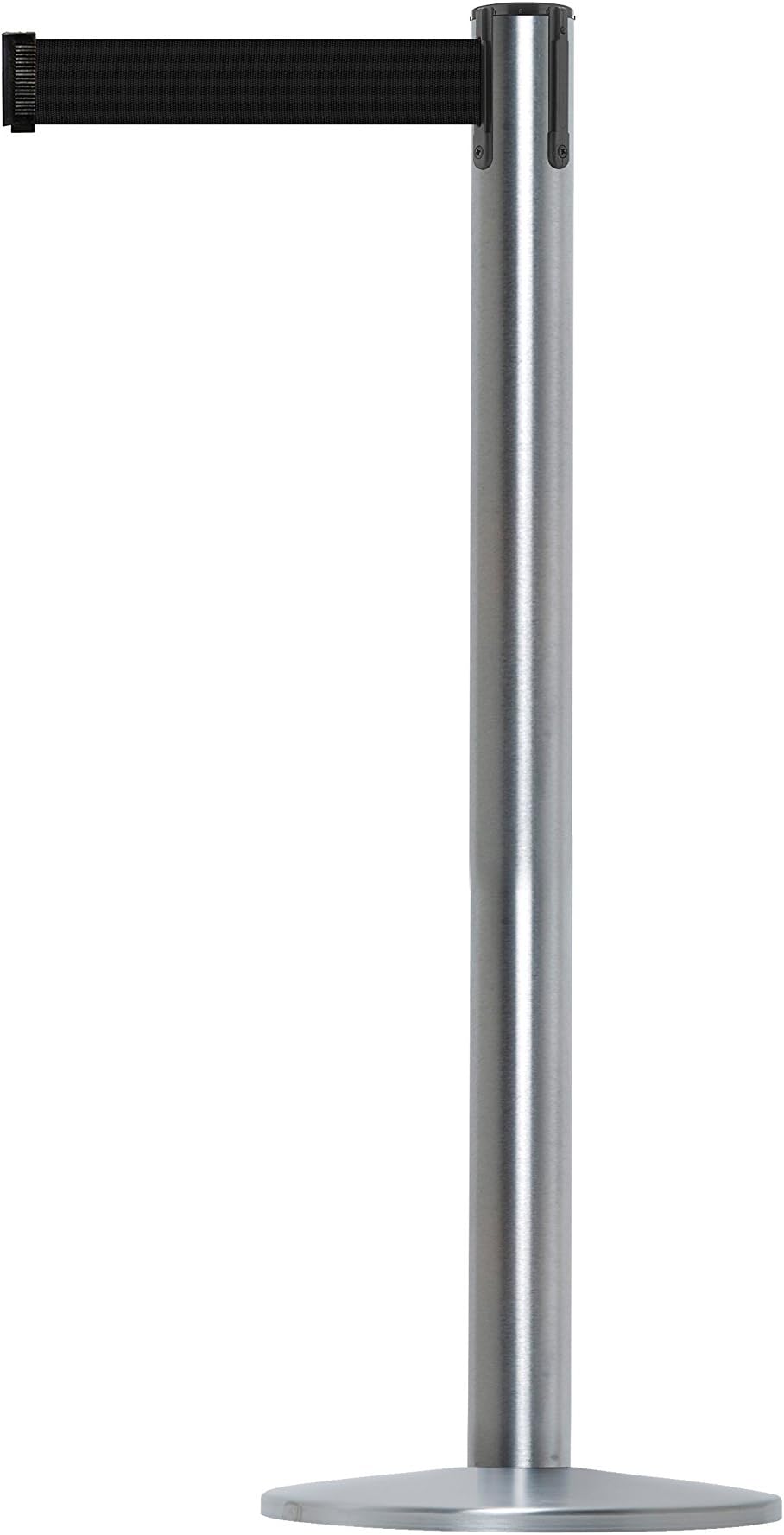 Tensabarrier 889U-3B-STD-B9-STE Advance Post in Brushed Stainless Steel, Webbing with an Anti Tamper Tape End, 2.3 m, Black