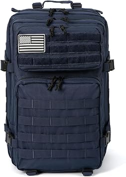 50L Military Tactical Backpack Training Gym Fitness Bag Outdoor Hiking Camping Army Molle Backpacks for Women Travel (Blue)