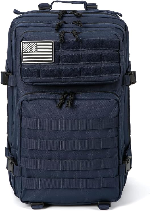 50L Military Tactical Backpack Training Gym Fitness Bag Outdoor Hiking Camping Army Molle Backpacks for Women Travel (Blue)