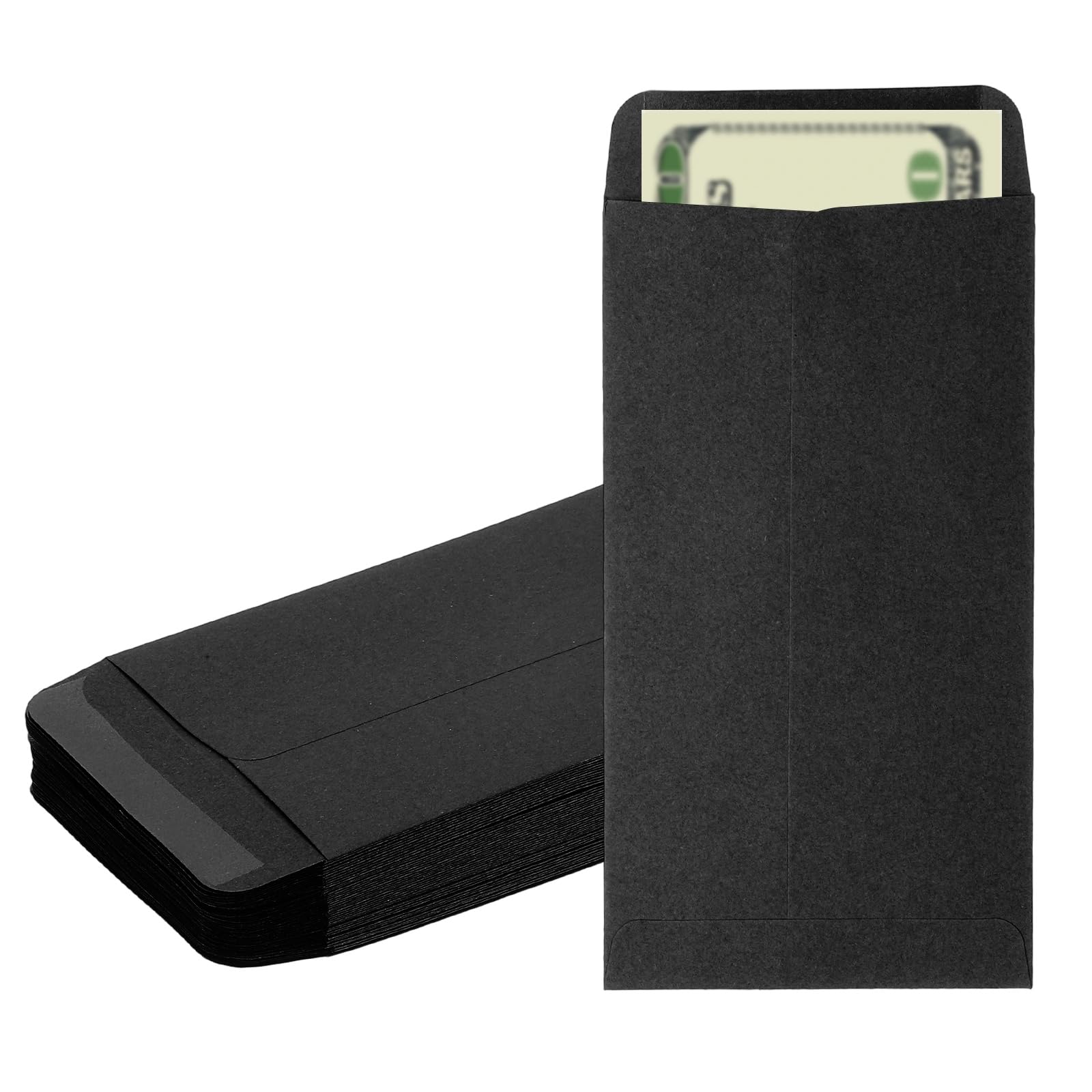 PATIKIL Money Envelope, 50 Pack 6.5" x 3.5" Cash Envelopes Money Holder Bags Budgeting Saving Challenge Letter for Gift Coins Checks Tickets Jewelry Passport Card, Black