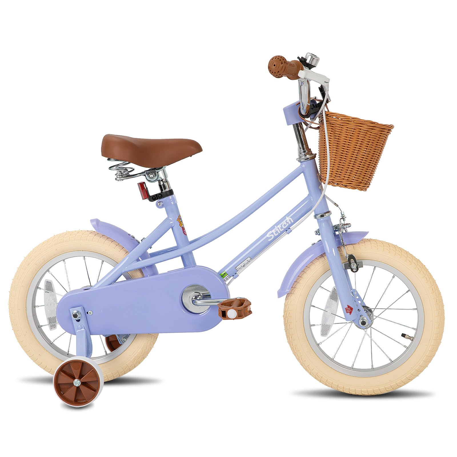 STITCH16 inch Kids Bike for 5-7 Years Girls, 16 Inch Girls Bike with Stabilisers & Basket, Purpleβ¦