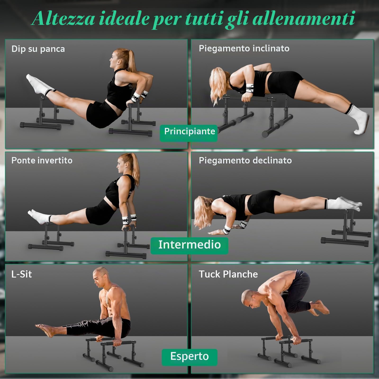 IMAYCC Maniglie per Flessioni Barre per Push-up Parallele con Polsiere Palestra,Fitness Push Up Bars Parallele Calisthenics Attrezzi per Flessioniper Formazione