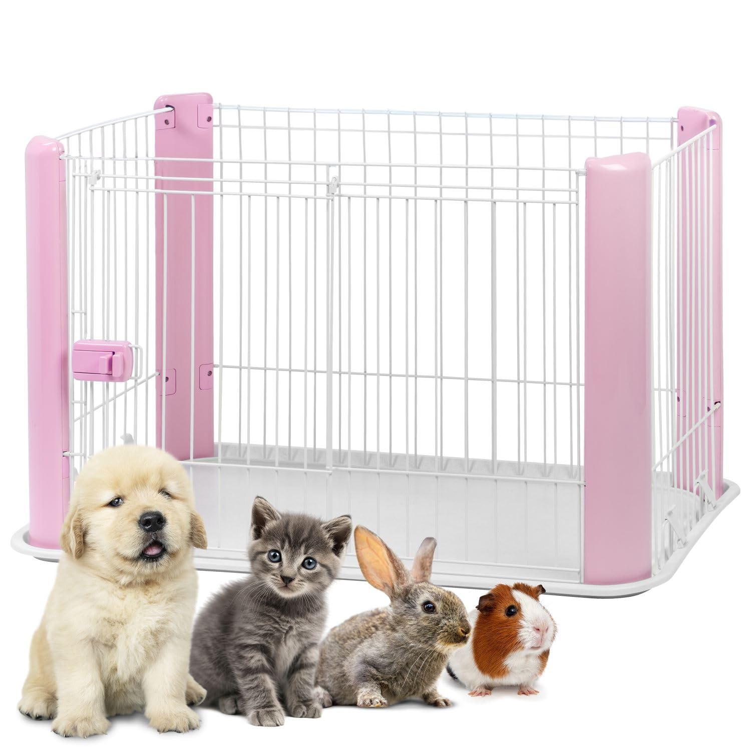 Iris Ohyama Parque para Perros con Puerta y Cerradura, H60cm, Rosa, Jaula Gatos, Vallas, Corralito, para para Interiores, Exteriores, Conejo, Cercado, Corral Perro, Mascotas, rejas, CLS-1130 — view 14