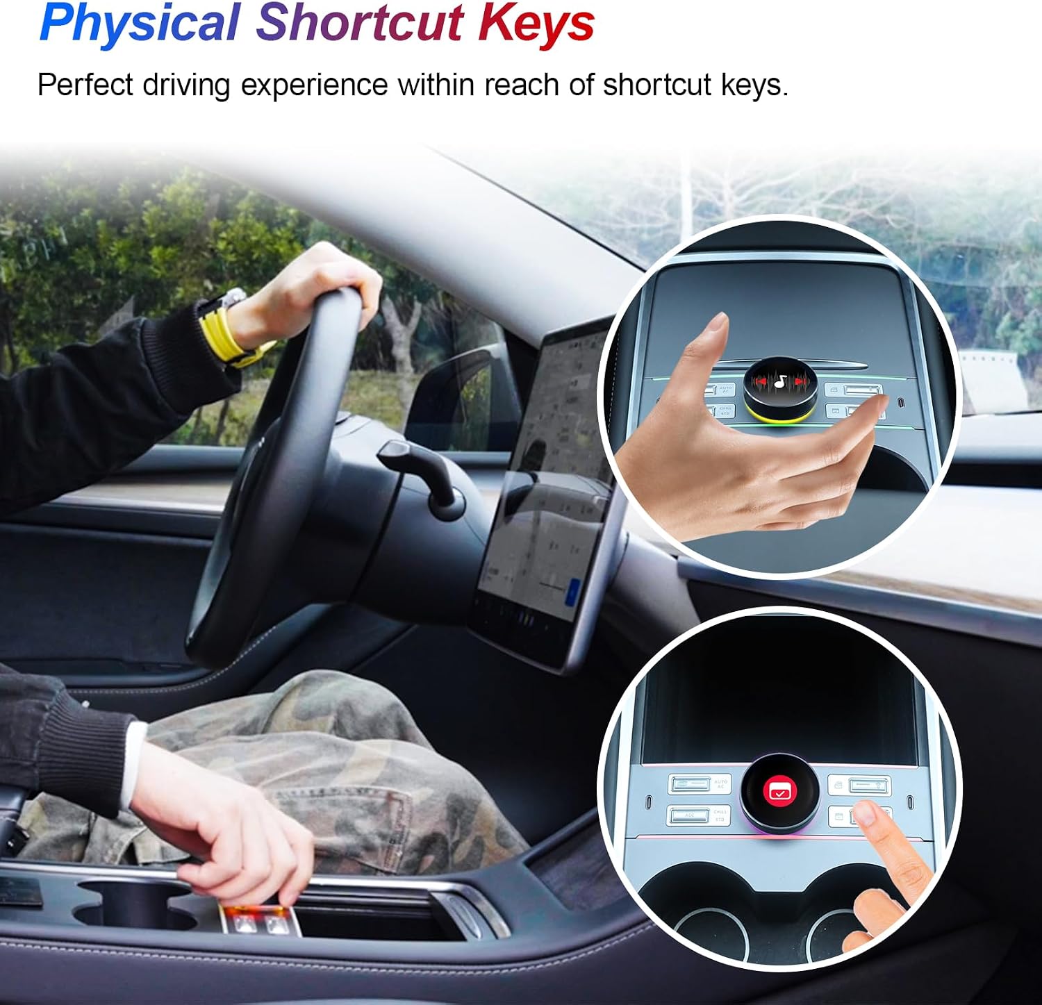 for Tesla Center Control Expansion Dock Station, LCD Instrument, LCD Intelligent Mode Music Adjustment Mutil Type C Charger Port, Physical Shortcut Key, Fit for Tesla Model Y/3 2021-2024