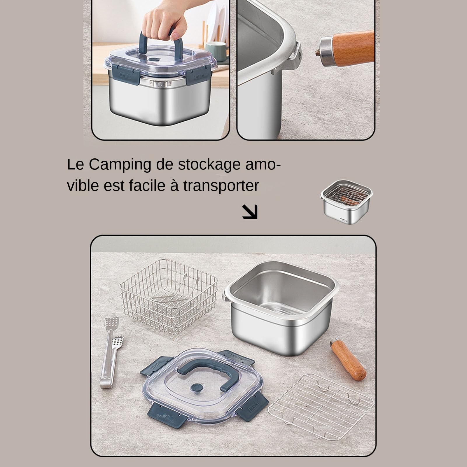 Camping-Küchenset – -Utensilien-Set für die Reise, Dekoration des Deckels