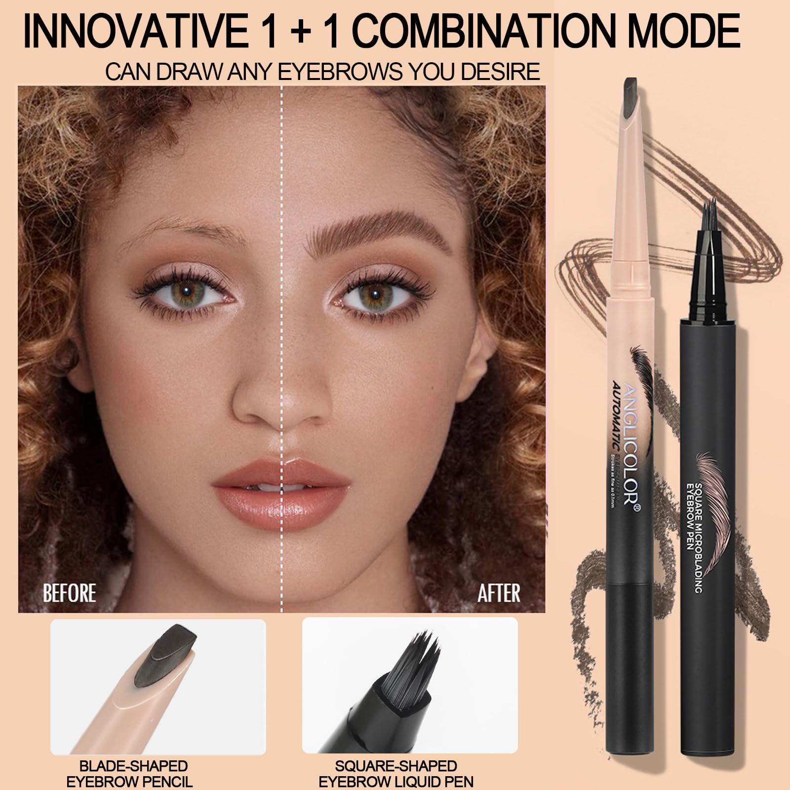 Eyebrow Pencil, Eyebrow Pen Set including Brow-Fection Angled Brush and Blade & Shade Brow Pencil - Image 2