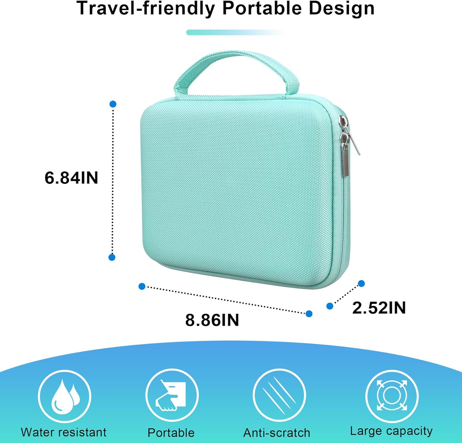 BOVKE Travel Case for LetraTag 200B Bluetooth Label Maker, LetraTag Wireless Compact Label Printer Holder with Extra Space for Letratag Refills Label Tapes and Spare Batteries, Daydream Blue - Image 3