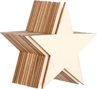 36 Pieces Blank Wood Cutouts Unfinished Wood Pieces for DIY Arts Craft Project, Decoration, Gift Tags (Star)