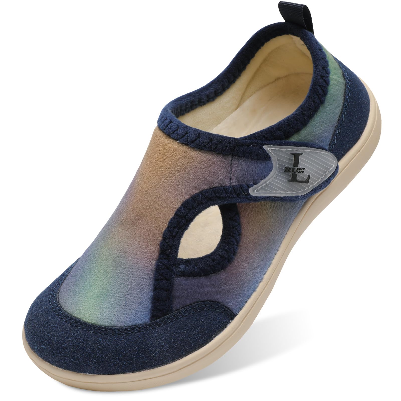 L-RUN Womens Slippers Wide Toe Box Barefoot Diabetic Shoes Women Ladies Winter House Shoes for Indoor and Outdoor