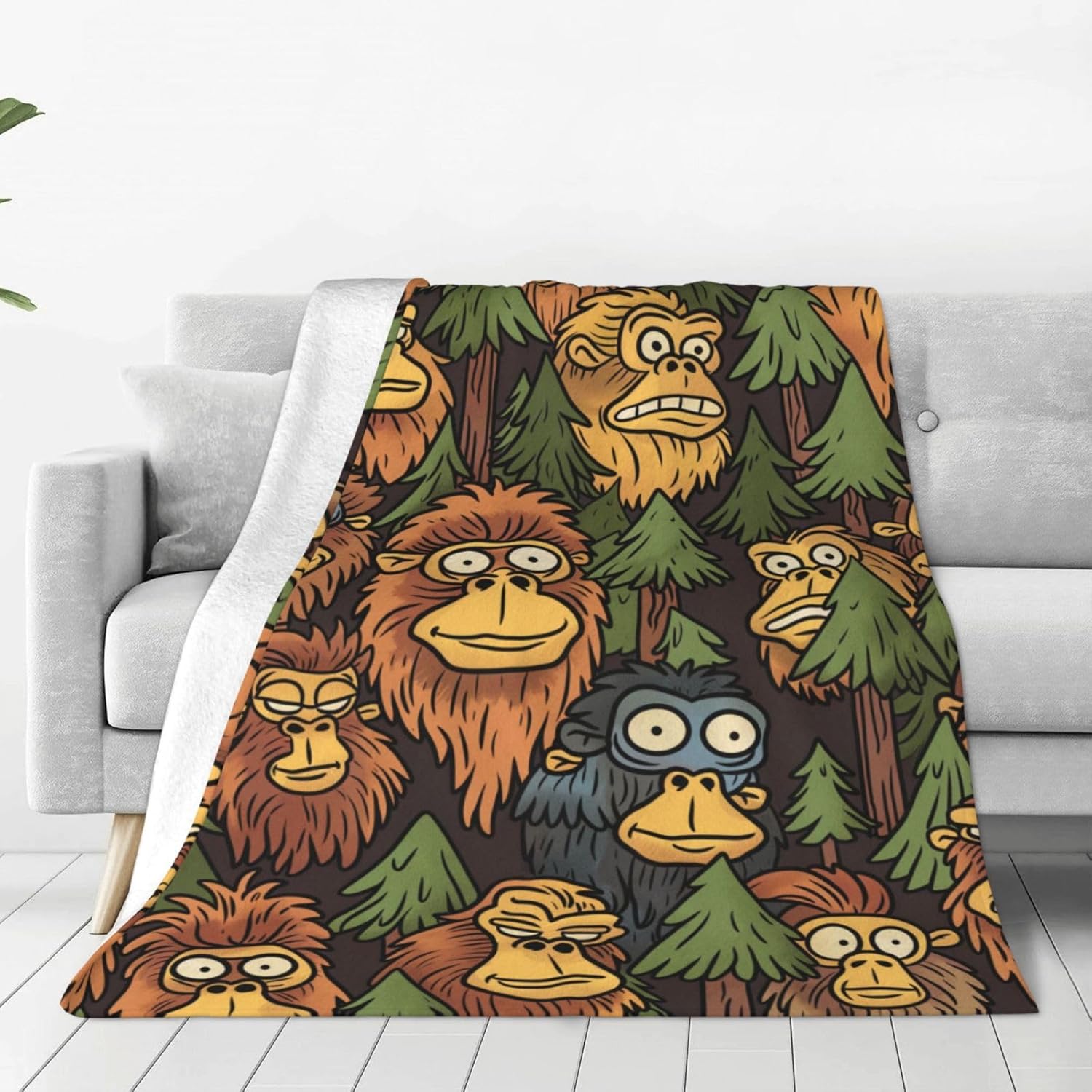 Bigfoot Blanket Gifts for Men Women Soft Warm Lightweight Cozy Big Foot Theme Throw Blankets for Bed Sofa Living Room Couch Home Decor 50"x60" - Image 2