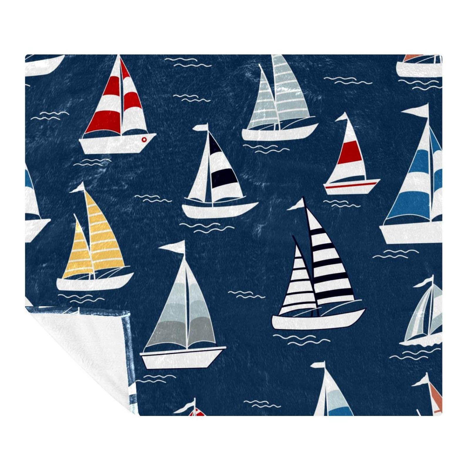Couverture polaire marine 150x130 cm douce en microfibre pour lit et canapé