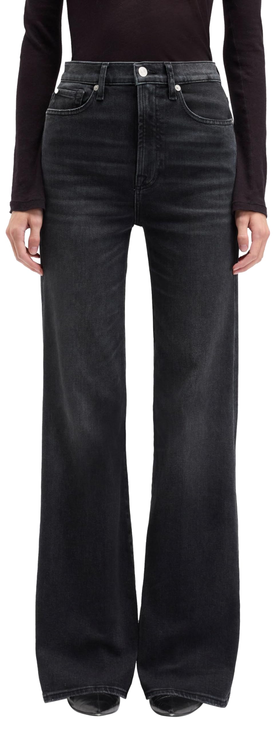 7 For All Mankind Women's Modern Dojo Tailorless Bottomline Jeans, Black, 49 De, 23W