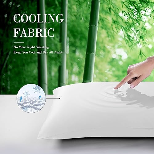 Miniatura 4 de Cooling Queen Pillow Cases Set of 2 Breathable Cool Silky Soft Rayon Derived from Bamboo Fabric, Moisture Wicking for Hot Sleepers,Hair and Skin