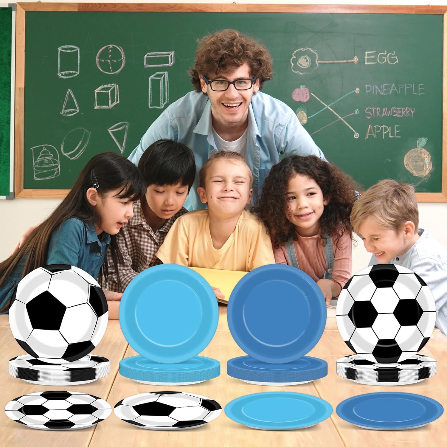 48pcs Soccer Paper Plates Soccer Star Disposable Dessert Plates 7Inch Blue and White Ball Party Plate Blue Sports Ball Disposable Dessert Dinner Cake Tableware for Boy Fans Game Baby Shower Decoration - Image 5