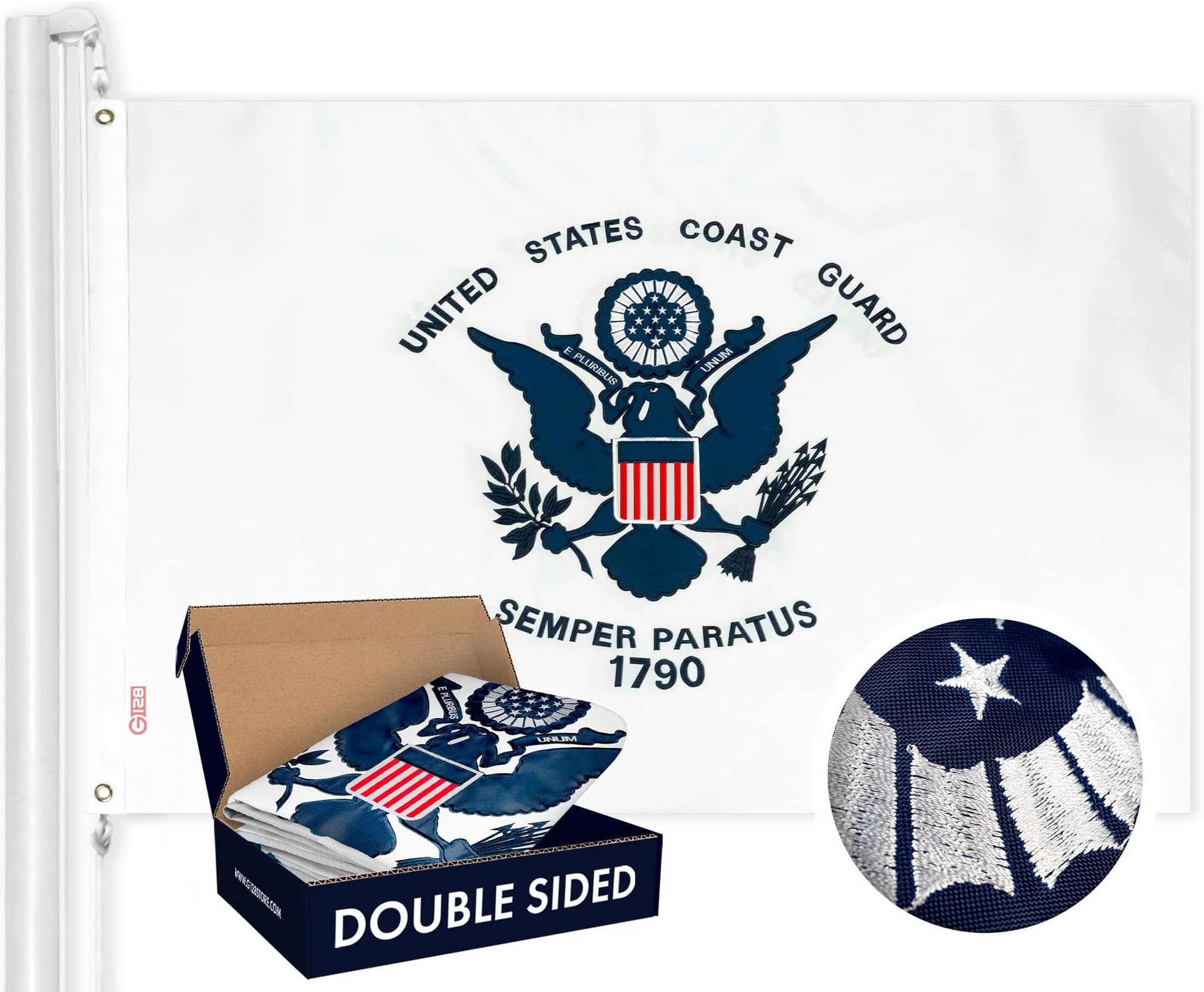 12x18 Embroidered Sewn A Thin Grey Line 220D Nylon Flag 12"x18" Grommets