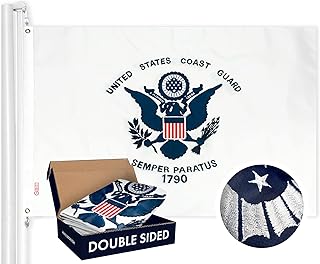 G128 US Coast Guard Flag | 3x5 Ft | Double ToughWeave Series Double Sided Embroidered 210D Polyester | Military Flag, Embroidered Design, Indoor/Outdoor, Brass Grommets, Heavy Duty, 3-ply