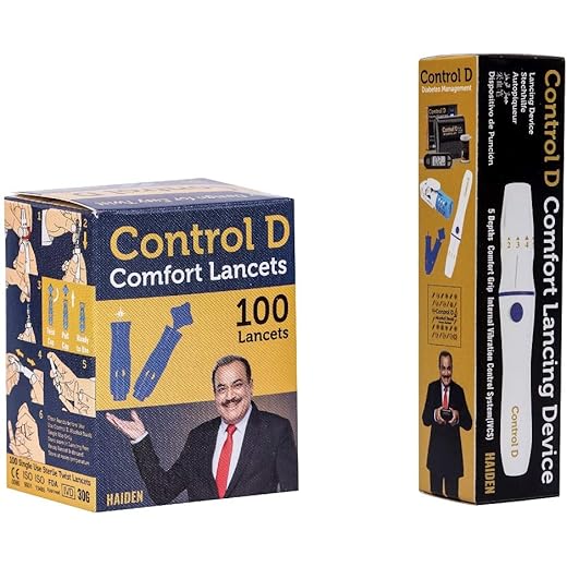 Control D Lancing Device & 100 Round Lancets, White