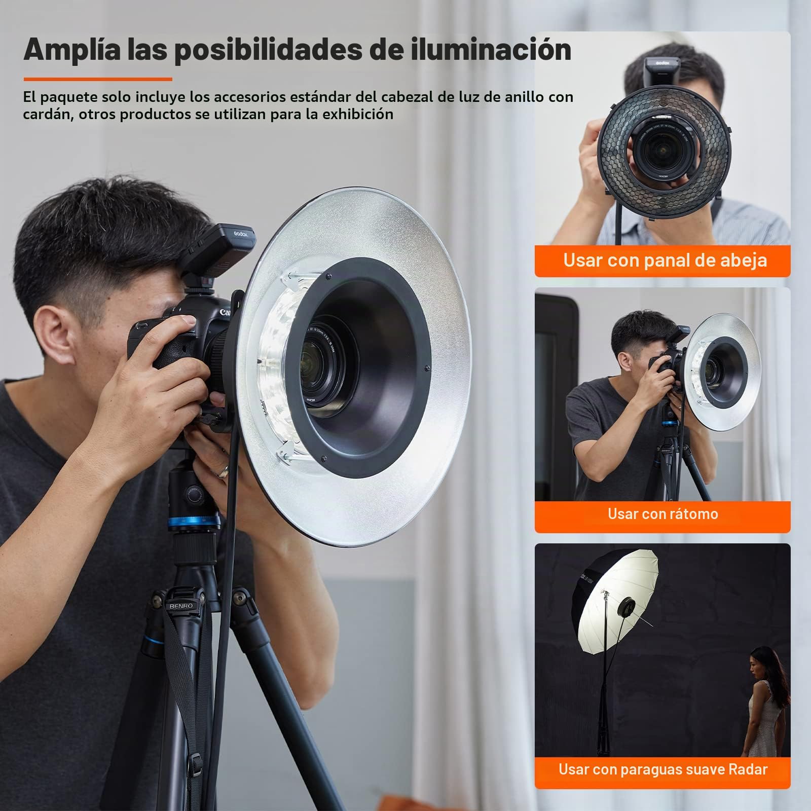 GODOX R200 - Cabezal de flash anular para AD200 AD200 Pr de 7 pulgadas con montaje Bowens estudio fotográfico luz estroboscópica estándar Speedlite Reflector