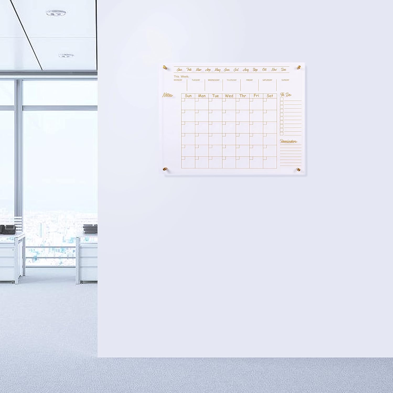 Calendario De Pared Semanal Grande De Borrado En Seco De 36 X 45