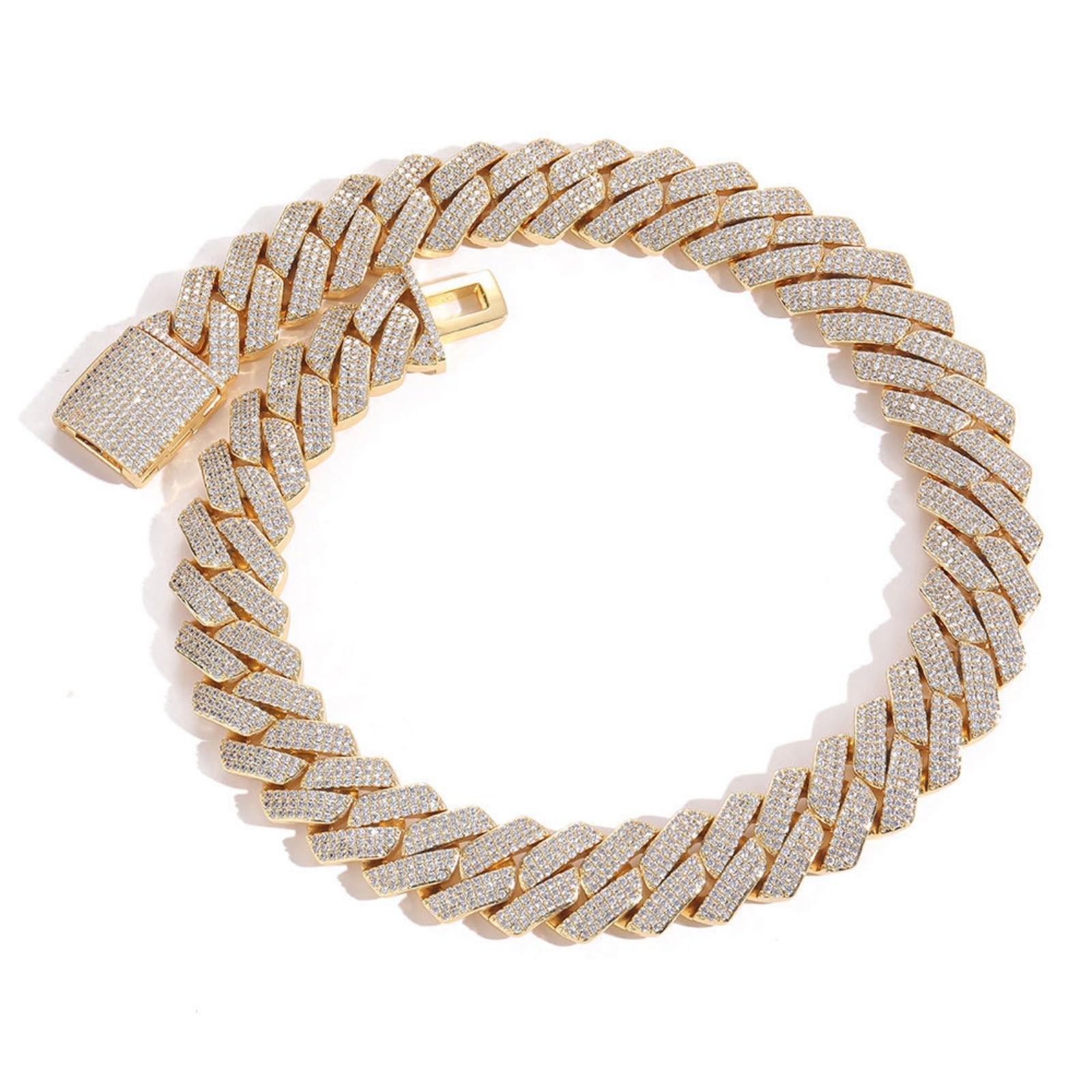 Accessori Extra Shiny Miami Link Catena per Uomini, Larghezza 20 mm Grande Catena Hip Hop, Collana da Uomo ghiacciata Spessa Solida, Box da 16-24 Pollici