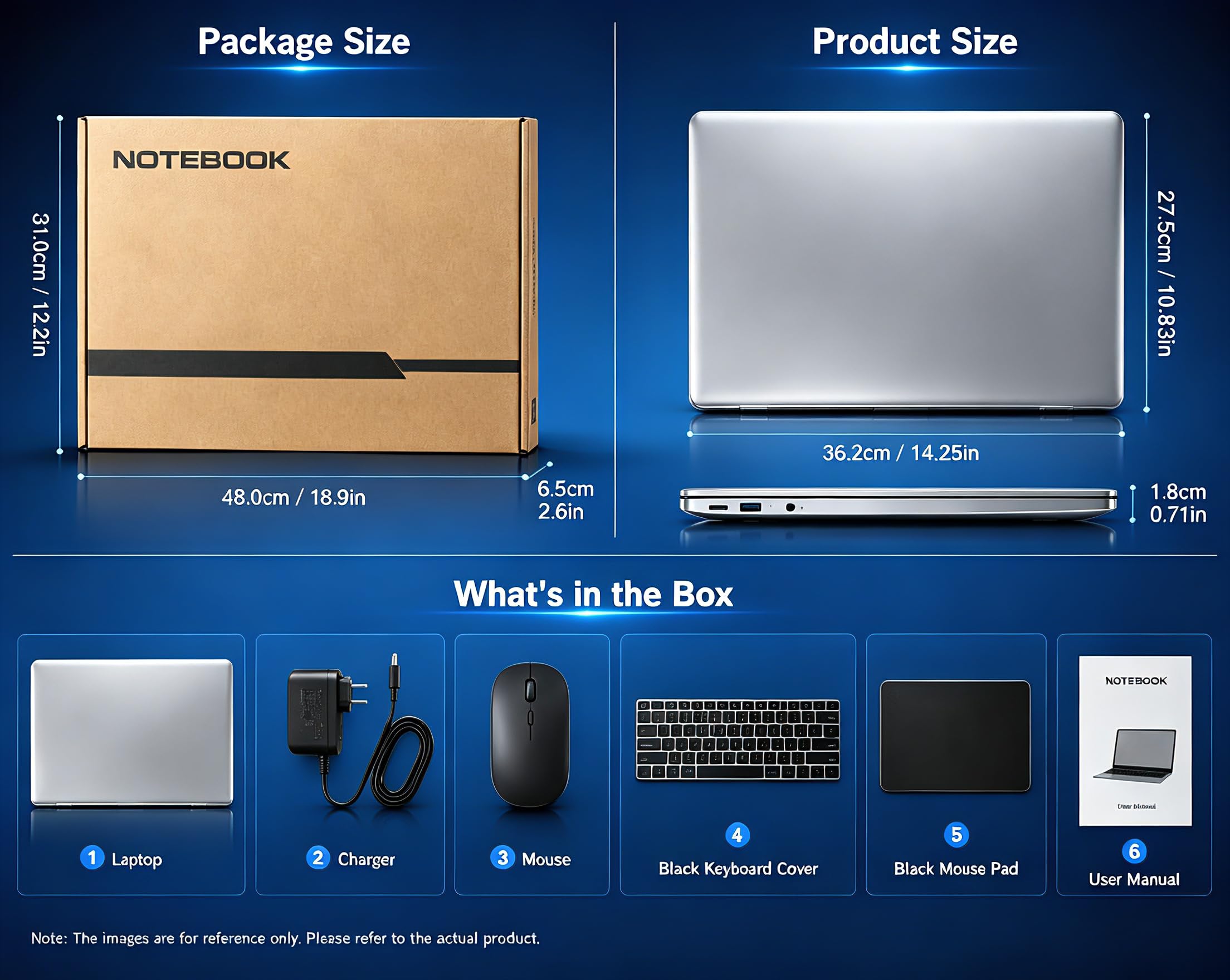 Celeron 5205U - Computer portatile FHD IPS da 15,6", RAM DDR4 da 8 GB, SSD da 256 GB, tastiera retroilluminata, Win 11, con impronte digitali Wi-Fi dual-band, notebook leggero e sottile per studenti