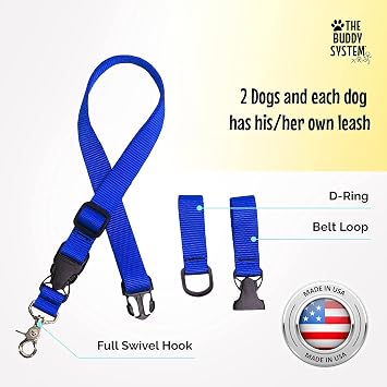 The Buddy System 当社の犬用リーシュ用アクセサリー 米国製 エクストラバディ、レギュラードッグブルー