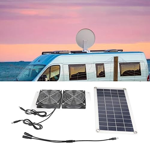 Miniatura 4 de Kit de ventilador de panel solar, kit de ventilador doble, ventilador solar ambiental para mascotas, energía solar, portátil, para gallineros,