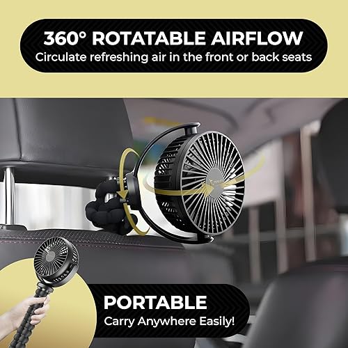 Miniatura 3 de Ventilador pequeño, ventilador de trípode flexible para cochecito - Ventilador portátil - Mini ventilador portátil, recargable, refrigeración