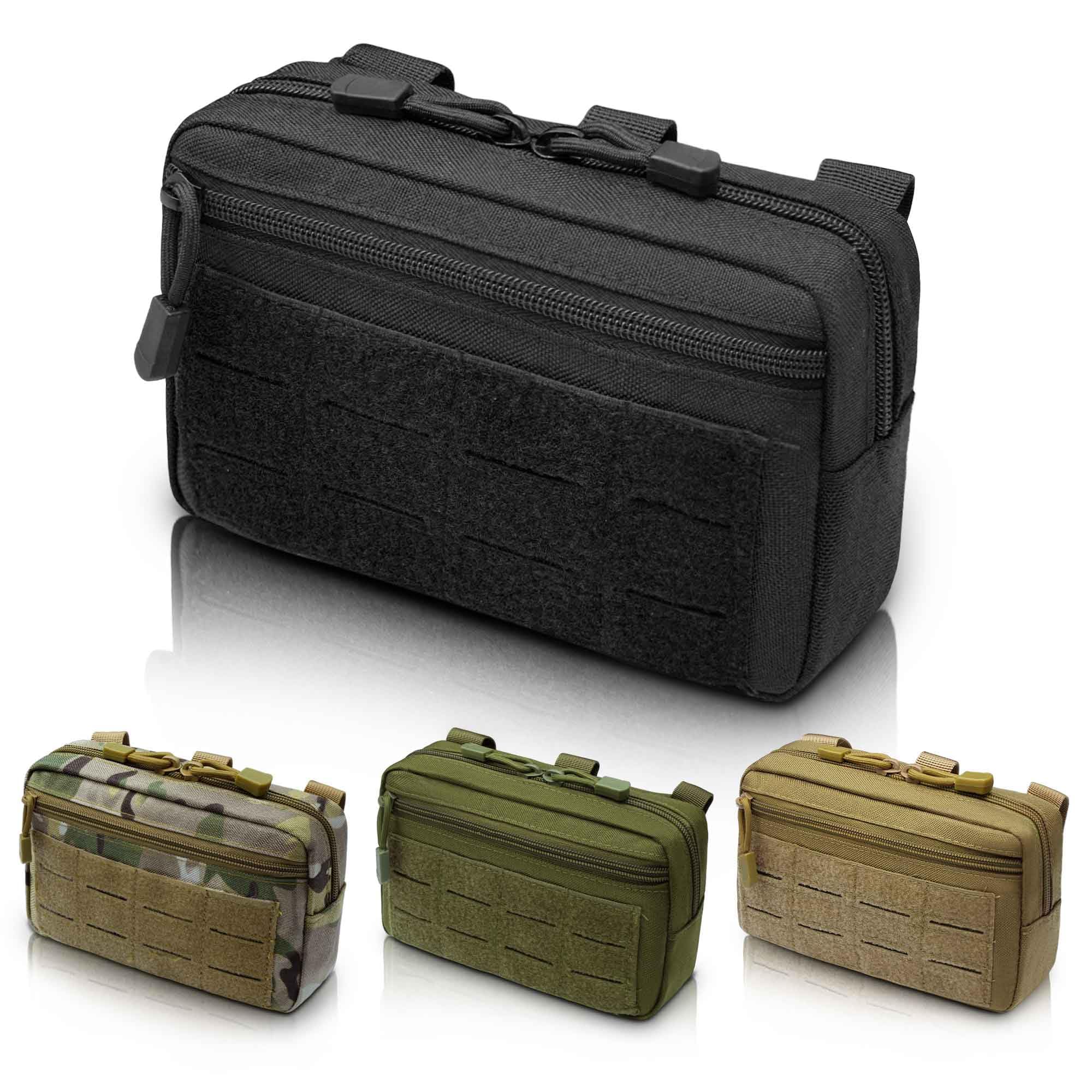 2 Pack 1000D Laser Cut Molle Pouches - Tactical Compact Water-Resistant Utility Admin Pouch for Vest Backpack Duty Belt Tactical Vests
