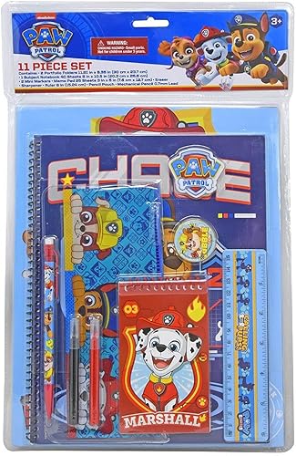 Innovative Designs, LLC Paw Patrol - Juego de suministros escolares - Paquete de regreso al paquete con cuaderno, carpetas, bloc, bolsa, marcador,