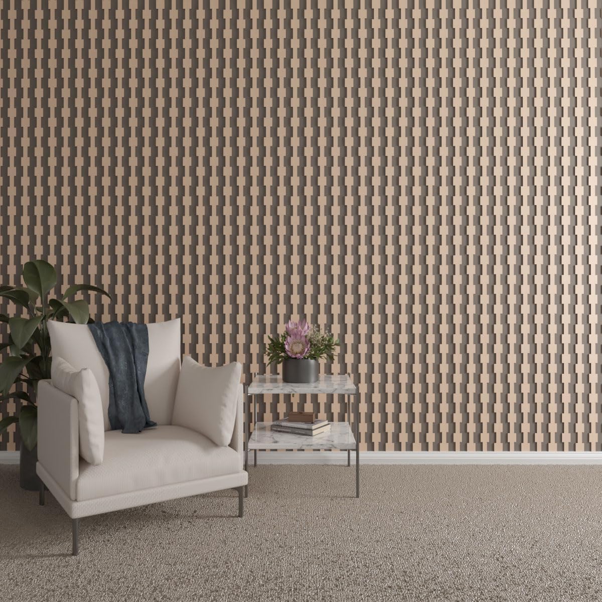 Ekena Millwork 47"H x 1/4"T Midland Adjustable Wood Decorative Slat Wall Panel Kit, Alder (contains 29 Slats + 1 Straight Edge Starter Slat)