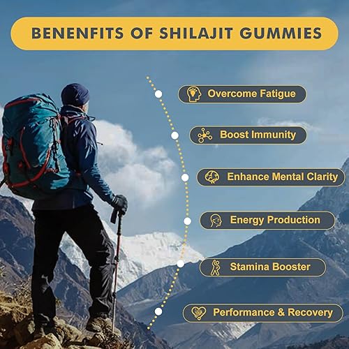 Miniatura 4 de Gomitas Shilajit de 1000 mg, suplemento de Shilajit del Himalaya, alto en minerales traza, apoyo energético para la salud inmunológica, 60 unidades