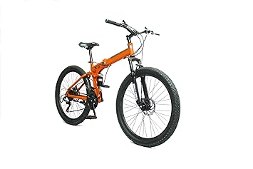 MTB Foldable Cycles for Adults Unisex Shimano Gear 21 Speed Gear 26 * 4T Bicycle (Orange)