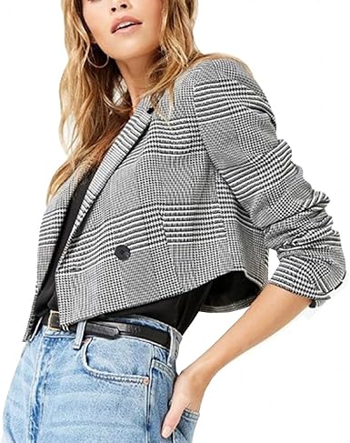 Plaid crop blazer Clearance