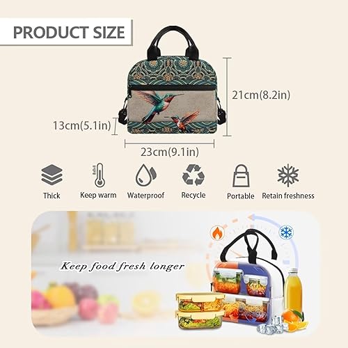 Vista 98 de doginthehole Bolsa de almuerzo portátil de teñido anudado azul, bolsa de almuerzo, organizador reutilizable, hielera para adultos, al aire libre