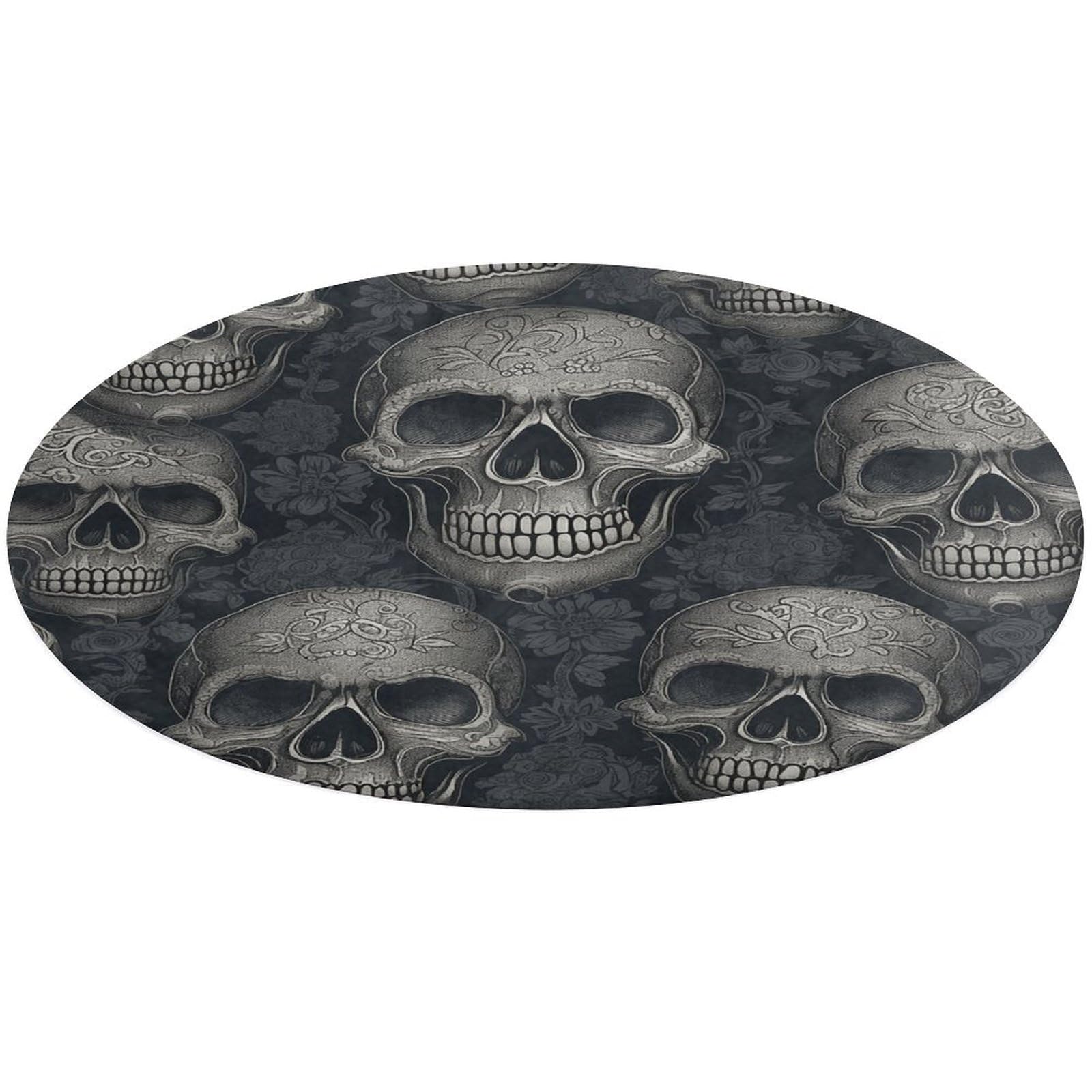 Alfombra de calavera lavable con diseño pequeño para decoración de interiores
