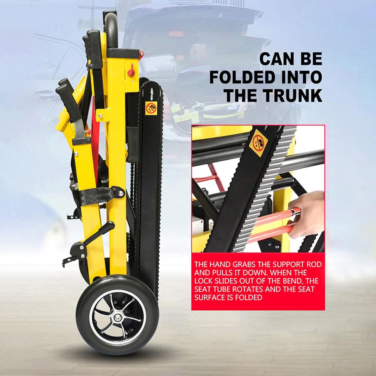 Montascale Elettrico Cingolato Pieghevole Saliscale Manuale su Sedia A Rotelle Carrello Montascale Elettrico per Anziani Disabili, può Salire E Scendere Le Scale