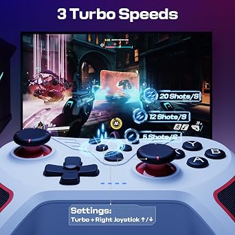 RivalPlay PC Controller Wired Game Controller for PC, Windows 11, 10, 7 & 8 with Paddles, 3-Level Vibration, Mappable Buttons & Textured Grips White