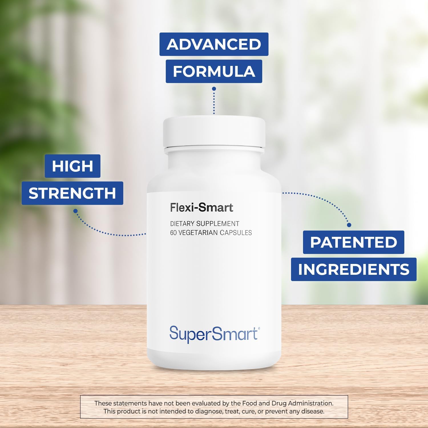 Supersmart - FlexiSmart (Patented & High Strength) - with AvoVida, ApresFlex, Hyaluronic Acid - Avocado Soy & Boswellia Serrata Extract Supplement | Non-GMO & Gluten Free - 60 Vegetarian Capsules