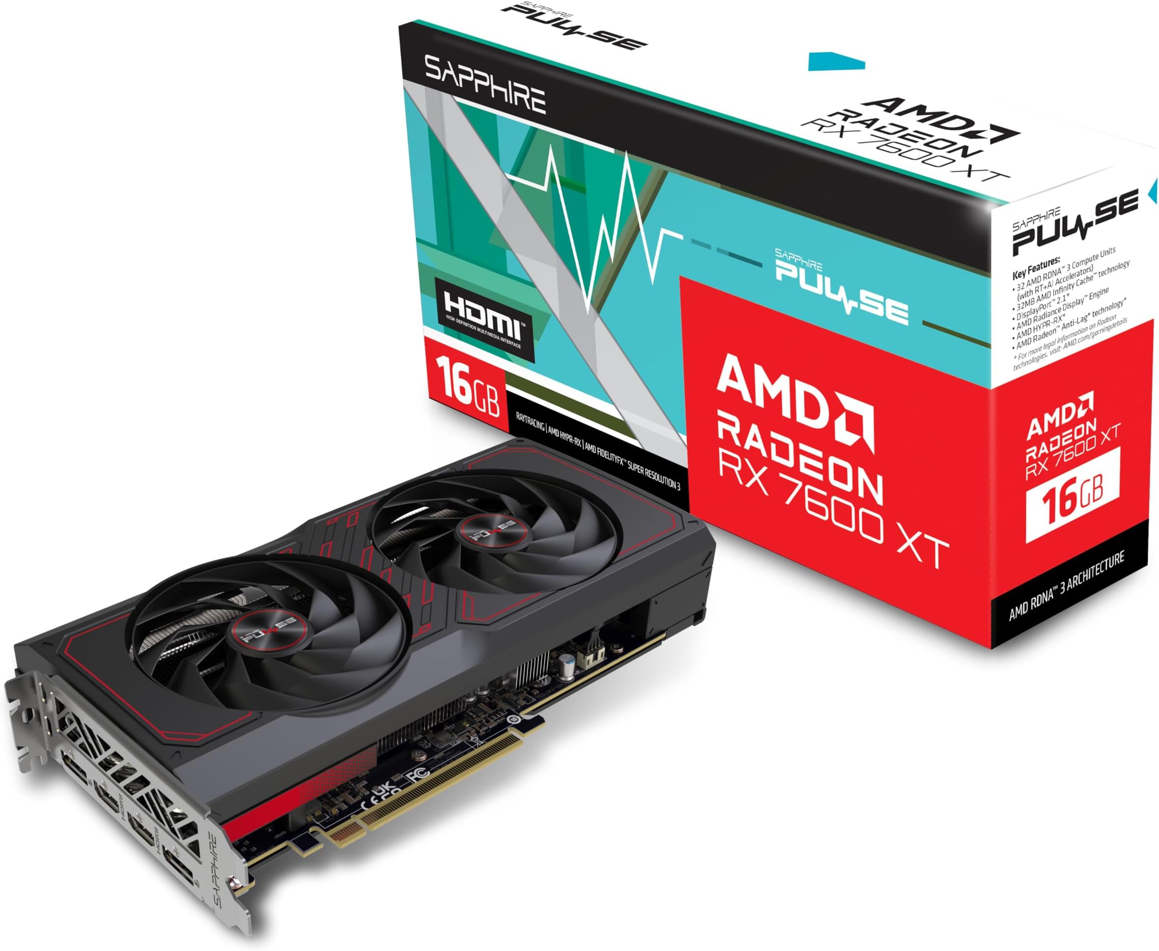 11339-04-20G Pulse AMD Radeon RX 7600 XT Gaming Graphics Card with 16GB GDDR6, AMD RDNA 3