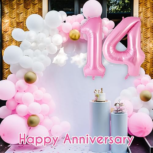 Miniatura 103 de Globo rosa del número 0 de 40 pulgadas, globos grandes de aluminio con número de helio, globos gigantes gigantes de Mylar número 0 para decoración
