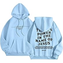 Womens Letter Print Hoodies Long Sleeved Hoodie With Pockets Colla Sweat Shirt D-Light Blue, L