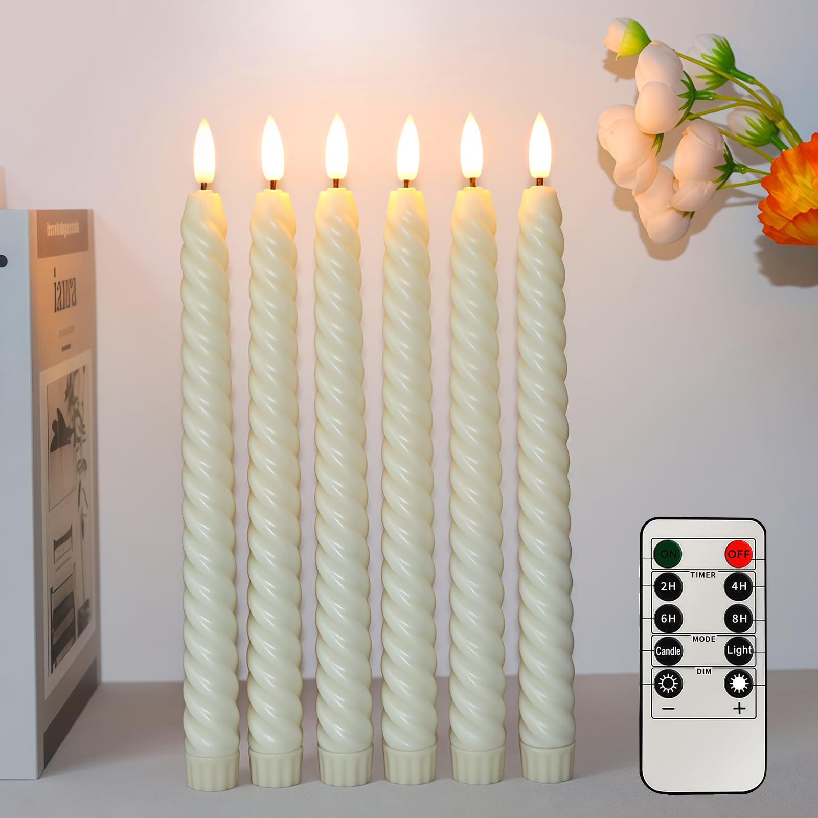6x Led Kaarsen Met Afstandsbediening & Timer – Vlamloos, 25 Cm, Warm Flikkerlicht – Voor Kerst, Bruiloft & Sfeer – Batterijgevoed