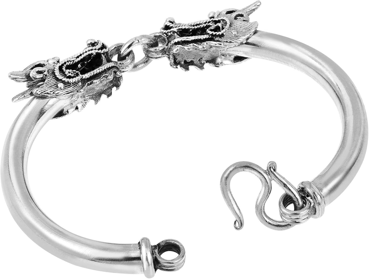 AeraVida Twin Dragon Thai Yao Hill Tribe Fine Silver Bangle Bracelet | Classic Sterling Silver Bracelet | Vintage Bracelets for Women | Sterling Silver Bracelets | Jewelry Gifts for Women