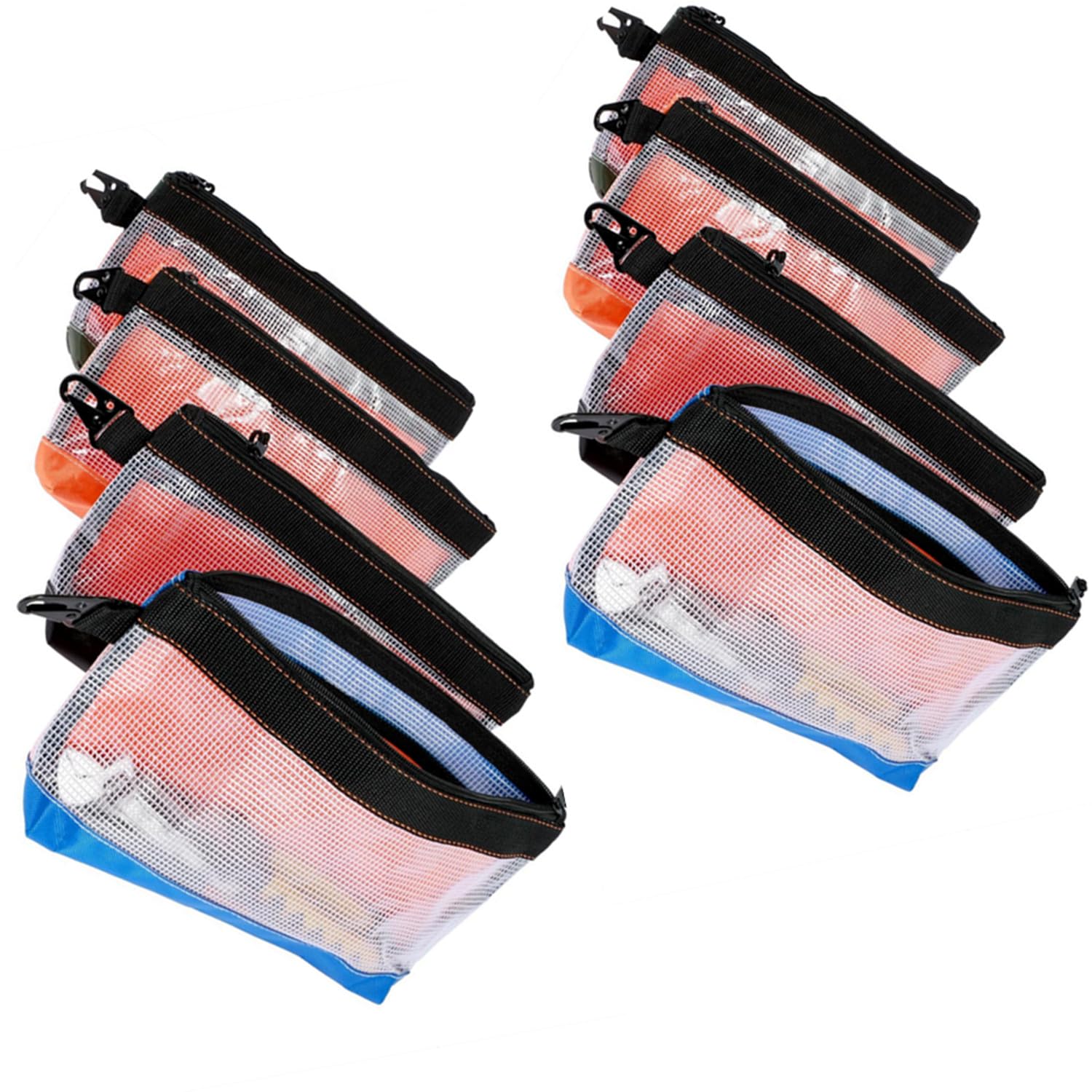 Lulobtg 8Pcs Clear Tool Pouches, Heavy Duty 1680D Waterproof Tool Bag With Zipper & Carabiner, 27X16.5cm Transparent Small Utility Organizer For Screwdrivers, Sockets & Accessories