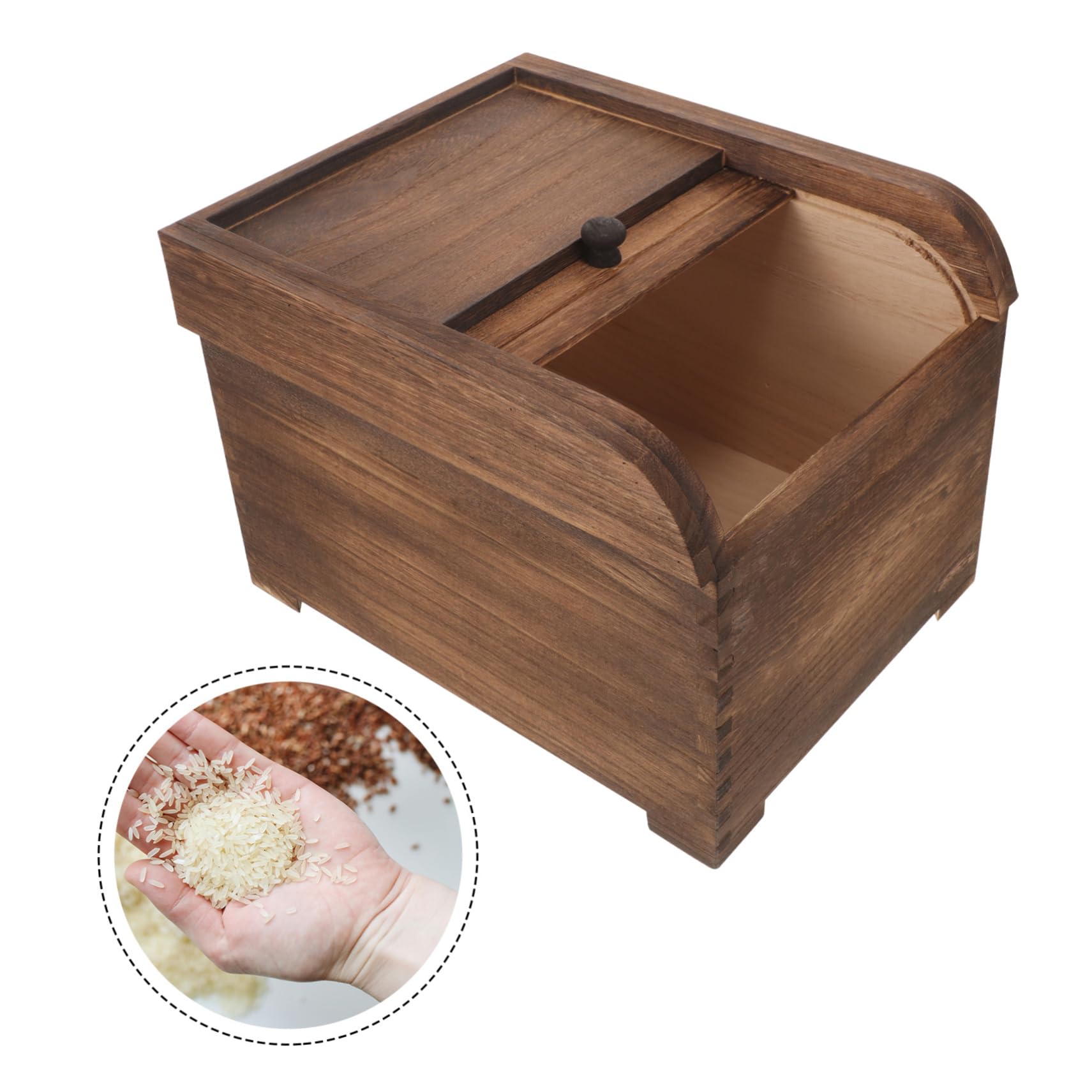 Cabilock Contenedor Multiusos Para Almacenar Alimentos Caja De Arroz De Madera Organizador De Cocina Balde Tapa Almacenamiento De Alimentos